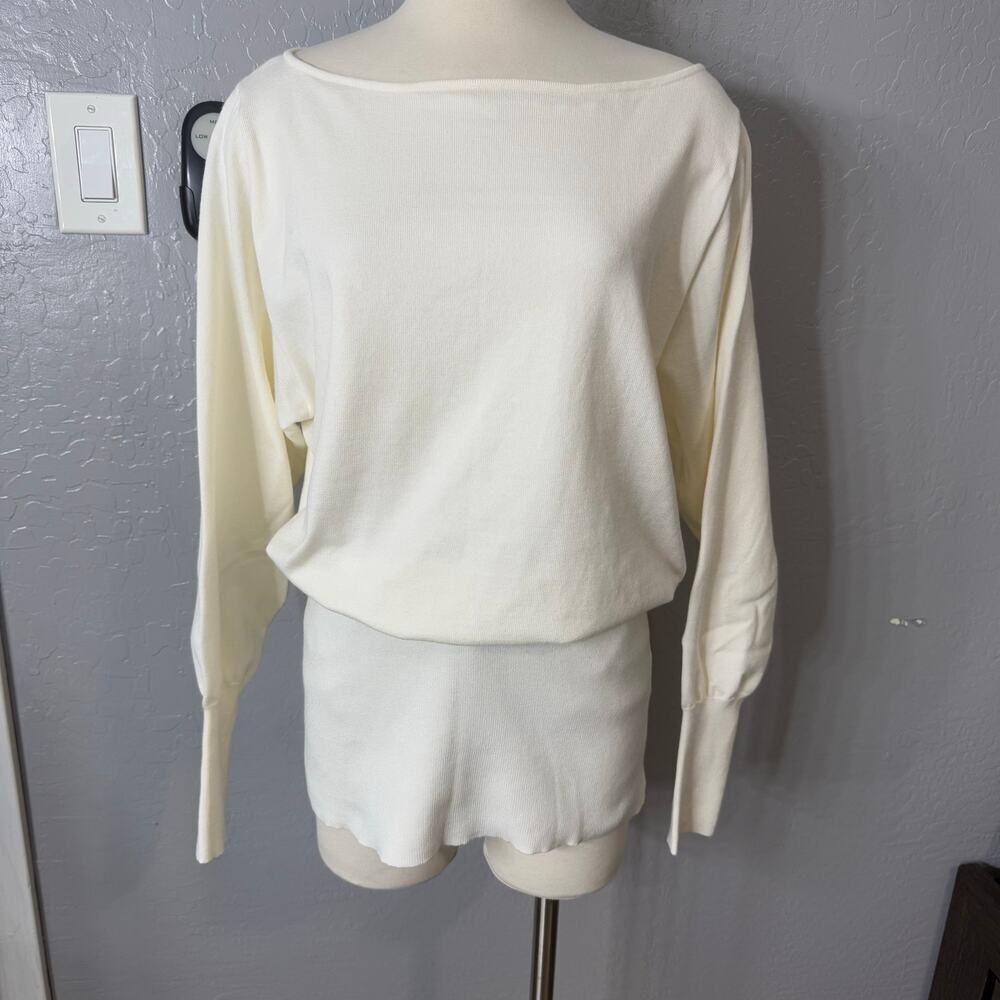 Edikted Eve Off The Shoulder Sweater Dress, Cream, M